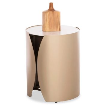 Помощна маса Обсешън SM18090 цвят бял мрамор-шампанско