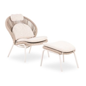 Кресло с табуретка Ривън SM6395.01 цвят екрю