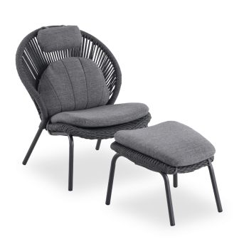 Кресло с табуретка Темпоръл SM6400.02 цвят антрацит
