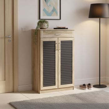 Шкаф за обувки 80x37x123 см Санте 123-000252 натурал-сив цвят