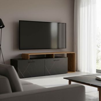 ТВ шкаф Тоблер 230-000069 цвят орех-черен мрамор