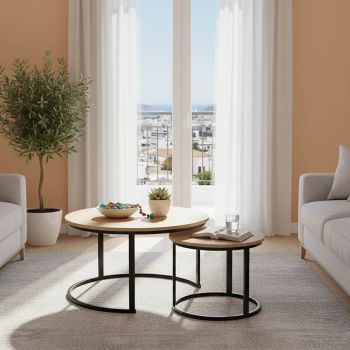 Комплект маси Солме ф80 и ф50 см 271-000046 цвят дъб