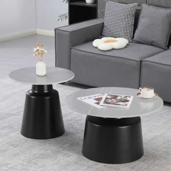 Комплект маси Дуалис синтерован камък 278-000041 цвят черен-сив мрамор