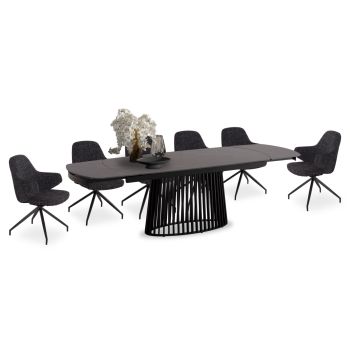 Трапезен комплект Мемнон SM21238 керамичен плот черен мрамор