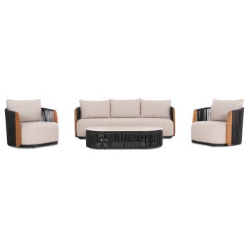 Лаундж сет Аугустус SM21347 (5-местен) сив-бежов цвят