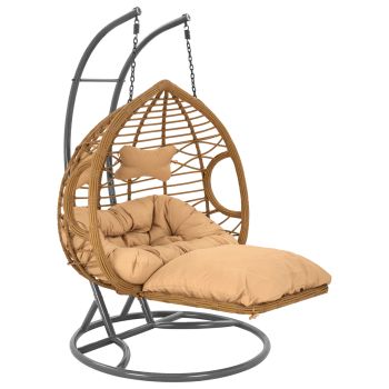 Двойна висяща люлка Грацие HM5754.01 сив-бежов цвят