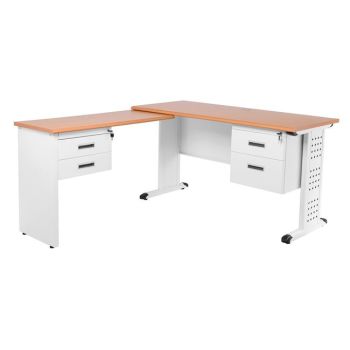 Метално бюро 140x100x60 см EO442.1 цвят бял-клен