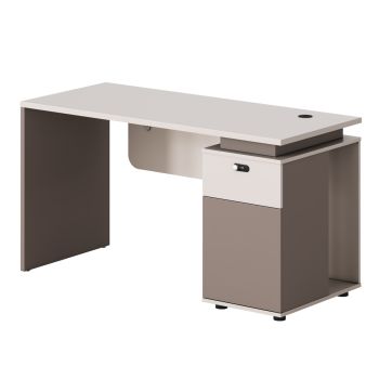 Бюро с десен шкаф 120х60 см Нюлайн HM18274R цвят кремаво бял-светло кафяв