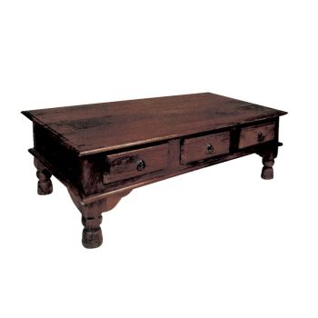 INDIAN Coffee Table 110x60cm 6-Drawer, Sheesham Walnut