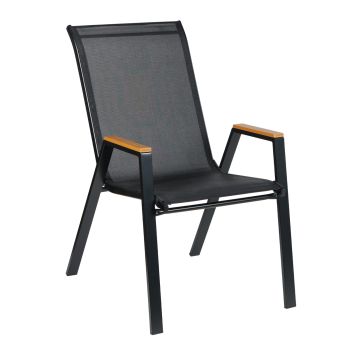 Стол Леоне HM6429.03 черен метал-черна мрежа