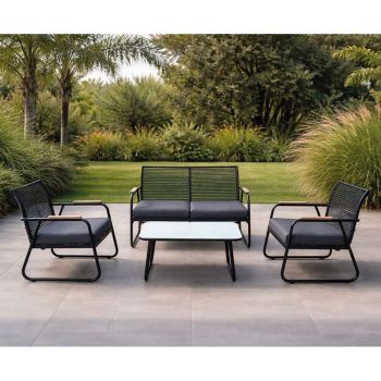 Сет Рокко E6873.1 цвят черен-тъмно сиви възглавници