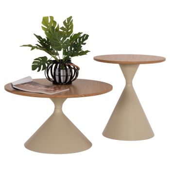 Комплект маси Джен Φ50 и Φ70 см HM18308.04 мдф натурал-шампанско