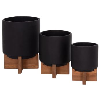 Комплект 3 саксии Танти HM4685.01 черен цвят