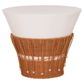 Маса Перал ф55х45 см HM18164.02L бял фиброцимент с ратан