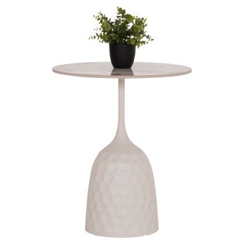 Кафе маса Лонгстем ф50 см HM18317.01 синтерован камък голд-бял