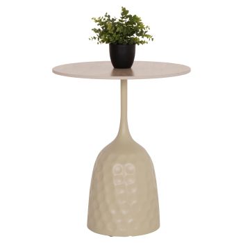 Кафе маса Лонгстем ф50 см HM18317.04 керамичен плот травертин-шампанско