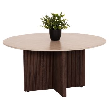 Кафе маса ф80 см Скай HM18329 керамичен плот травертин