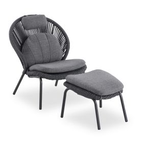 Кресло с табуретка Темпоръл SM6400.02 цвят антрацит