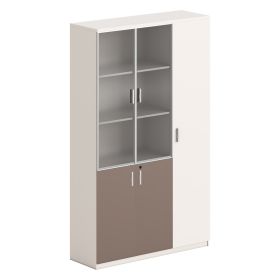 Офис библиотека 120x40 см Нюлайн HM18280 цвят кремаво бял-светло кафяв