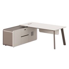 Бюро ляв ъгъл 200х165 см Нюлайн HM18271L цвят кремаво бял-светло кафяв