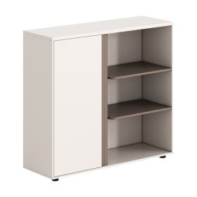 Офис шкаф Нюлайн 120х40х110 см HM18282 цвят кремаво бял-светло кафяв