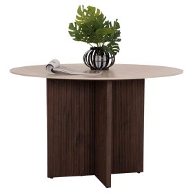 Маса Скай ф120 см HM18331 керамичен плот травертин