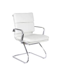 Посетителски стол ΕΟ235.1 бял цвят с хром крака