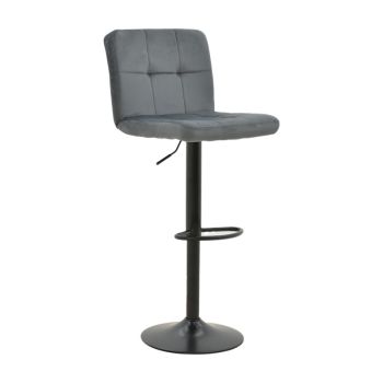 Бар стол Ремина кадифе 127-000158 цвят сив-черен