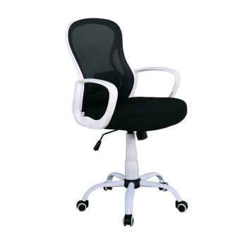 Офис стол ΕΟ600.2 черно-бял цвят с хром крака