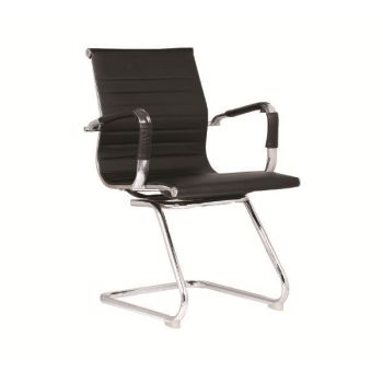 Посетителски стол ΕΟ277 черен цвят с хром крака