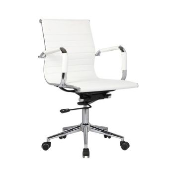 Офис стол ΕΟ268.1 бял цвят с хром крака