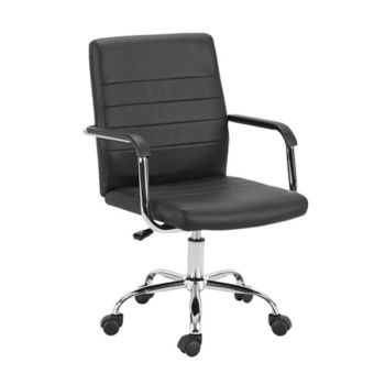 Офис стол ЕО251 черен цвят с хром крака