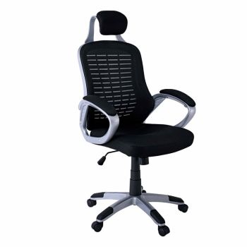 Офис стол ΕΟ281.1 черно-сребрист цвят