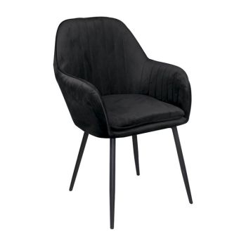 Кресло Валери ΕΜ711.4 кадифе черен цвят