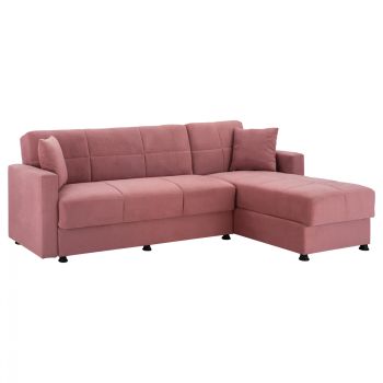 Ъглов диван HM3135.02 кадифе розов цвят