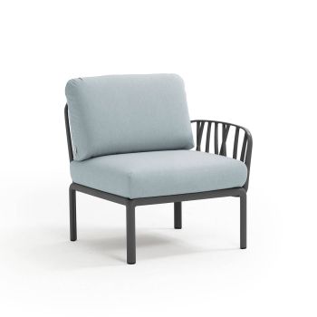 Кресло Комодо терминал цвят антрацит+Sunbrella®ледено син