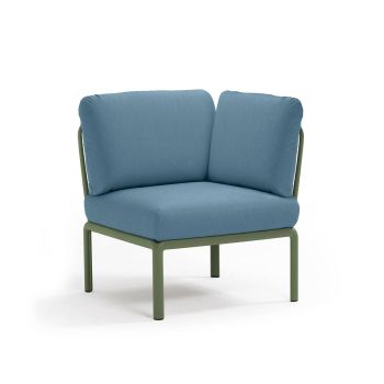 Кресло Комодо ъгъл цвят зелен агаве+Sunbrella®син