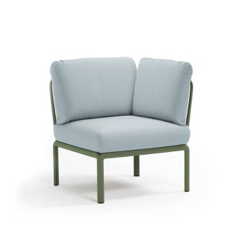 Кресло Комодо ъгъл цвят зелен агаве+Sunbrella®ледено син