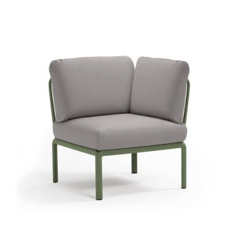 Кресло Комодо ъгъл цвят зелен агаве+сив