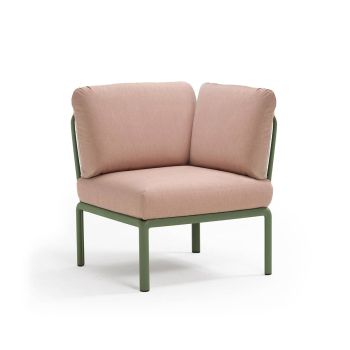 Кресло Комодо ъгъл цвят зелен агаве+розов кварц