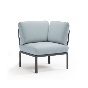 Кресло Комодо ъгъл цвят антрацит+Sunbrella®ледено син