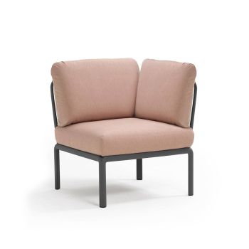 Кресло Комодо ъгъл цвят антрацит+розов кварц