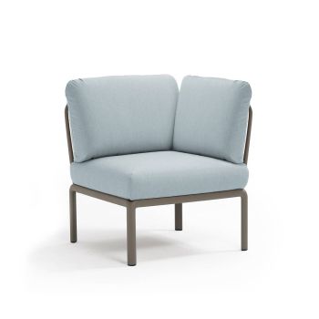 Кресло Комодо ъгъл цвят тортора+Sunbrella®ледено син