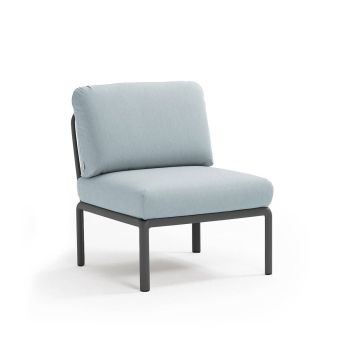 Кресло Комодо централ цвят антрацит+Sunbrella®ледено син