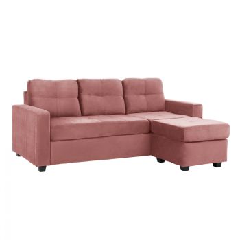 Ъглов диван HM3004.12 розово кадифе 