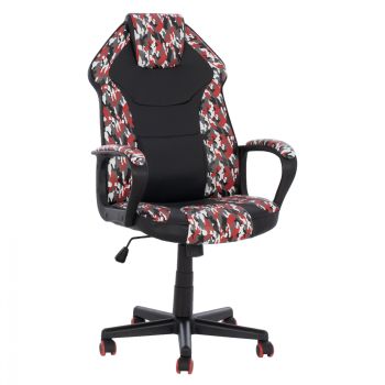 Геймърски стол HM1164.10 цвят черен-червен-бял