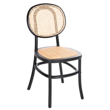 Дървен стол Плекси HM8747.10 цвят черен-бежов