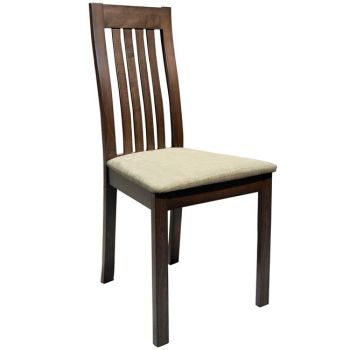 Дървен стол HM0093.01 тъмен орех и кремав плат 