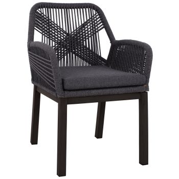 Кресло Бамбу с въжета HM5543.03 цвят черен-тъмно сив