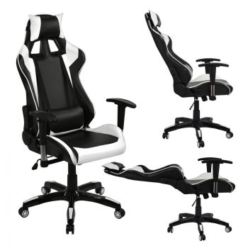 Геймърски стол HM1056.04 черно-бял цвят